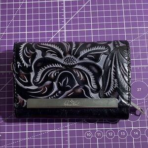 Patricia Nash Black Embossed Leather Wallet
